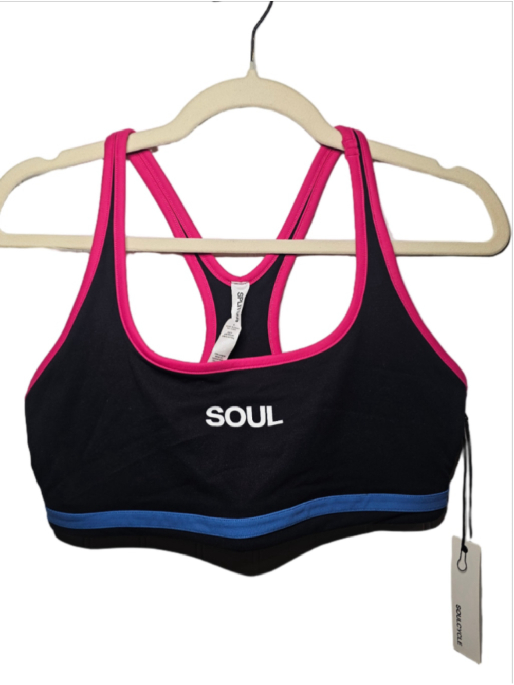 Splits59 x SoulCycle Bianca Rigor Bra Black Pink Blue Large NWT SOLD OUT